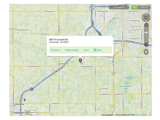 Directional map to club location.