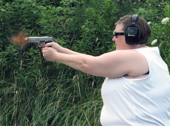 woman shooting handgun